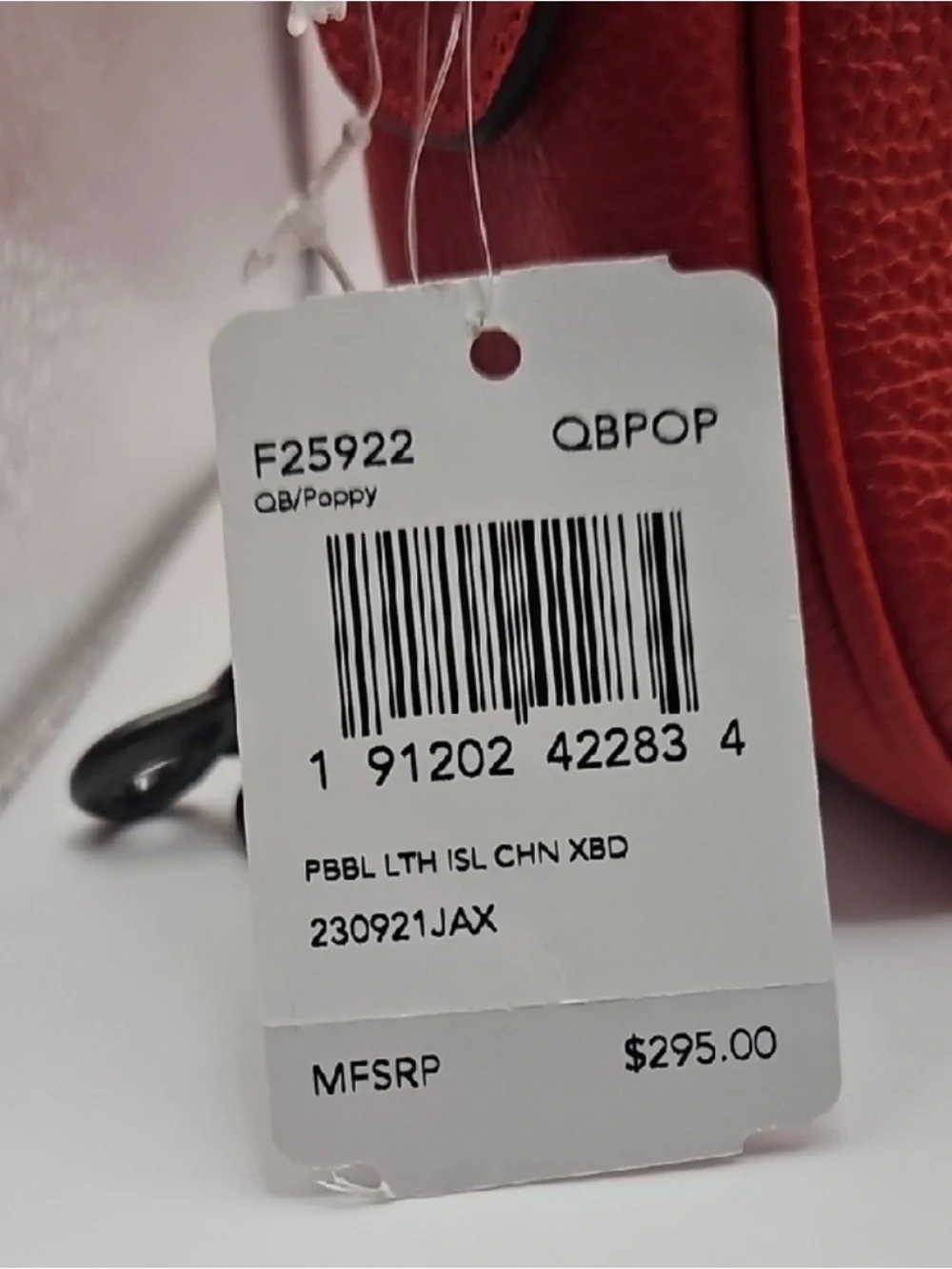 Coach F25922 Pebbled Leather red isa chain Crossbody Bag w/dust bag